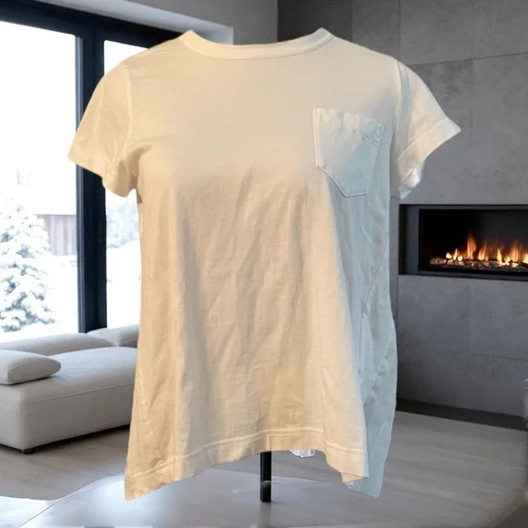 SACAI Hybrid Contrast NWOT Pleated Back T-Shirt Size Japanese 3 US M-L